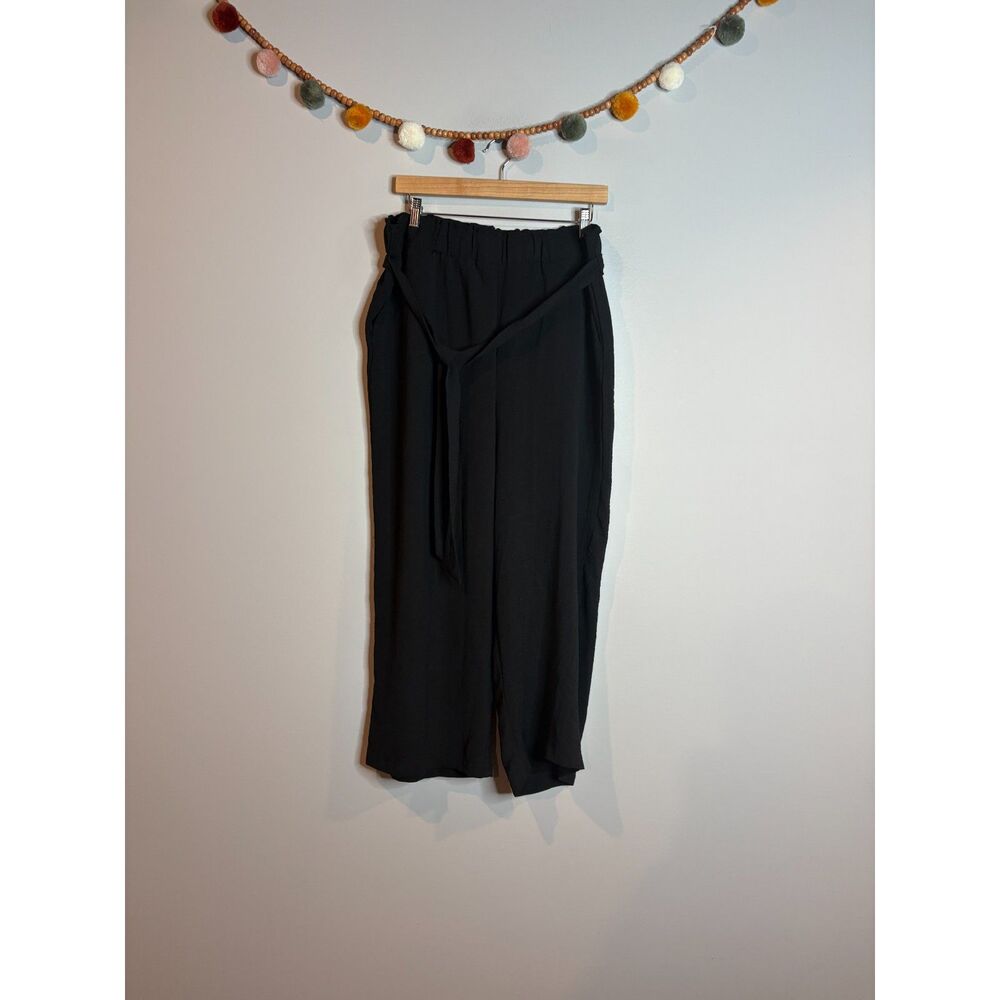 Rachel Zoe black wide leg pull on cropped pants